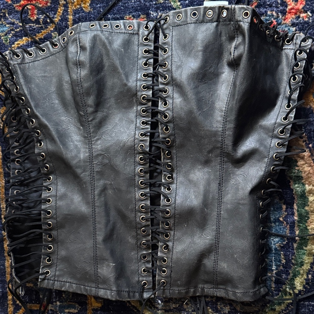 Jaded London Black Lace-Up Corset Top